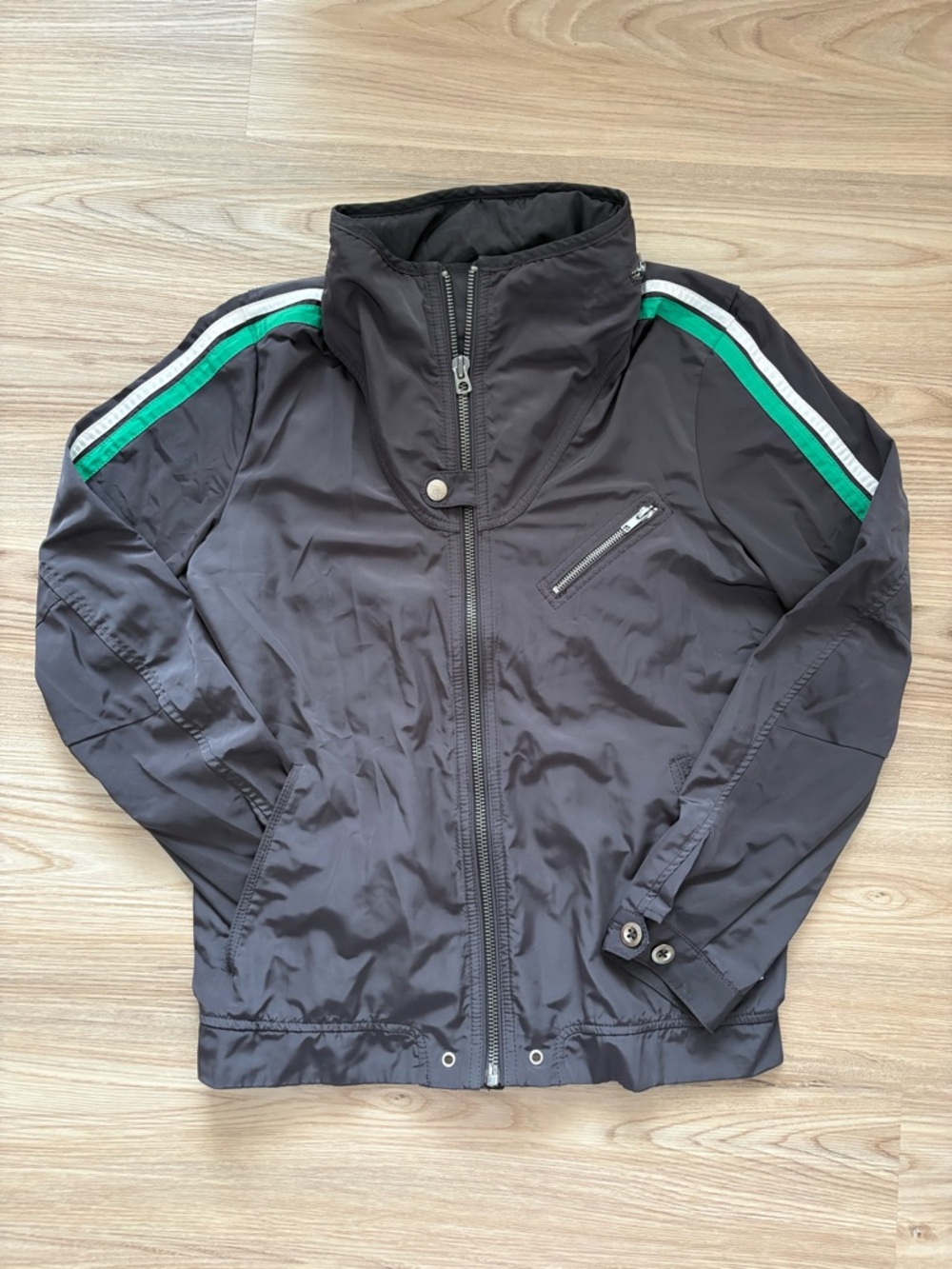 Diesel Black Jacket with Silver Trim Label Detail